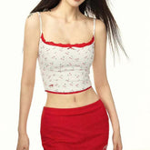 Camisola de encaje con retazos para mujer, top corto de verano para niña, linda blusa sin mangas con espalda descubierta, ropa informal Y2K